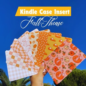 Pochette pour Kindle | Thème citrouille et automne | Inserts à carreaux imprimables | Stickers Kindle | Halloween | Paperwhite, Basic, Oasis, Scribe