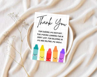 Printable Teacher Thank You Card: End of School Gift (Digital Download)