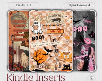 Kindle Insert Bundle: Halloween and Fall Designs (Printable Digital Download)