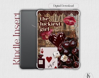 Lucky Girl Kindle Insert: Leopard Print Pinterest Scrapbook Style (Printable Digital Download)