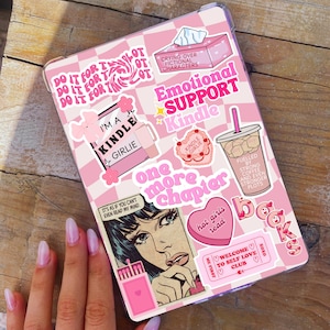 Insertion Kindle rose : collage d'autocollants livresques - Étui transparent imprimable (téléchargement PDF)