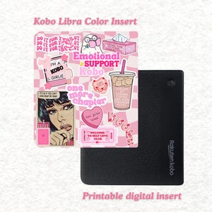 Kobo Libra Color Insert – Pink Checkered Design – Printable Kobo Decor – Bookish Readers