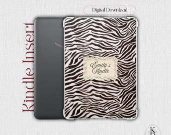 Personalized Kindle Insert: Zebra Print (Printable Digital Download)