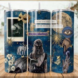 ACOTAR 20oz bekerverpakking | Dark Romance Fantasy Reader | ACOTAR-sublimatieontwerp | Velaris | Nachtbaan | ACOTAR-stickers | Boekenliefhebber