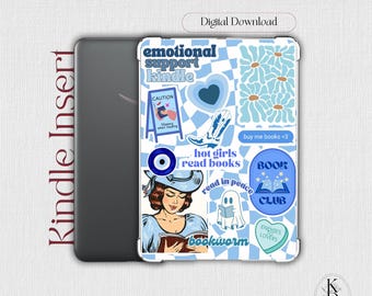 Kindle Einsatz: Blau kariert (druckbare digitaler Download)