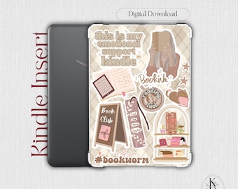 Beige Retro Kindle Einlage: Bookish Stickers für Paperwhite, Basic (PDF herunterladbare Dateien enthalten)
