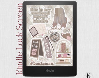 Bookworm Kindle Lock Screen - Beige Checkered Wallpaper (Digital Download)