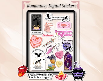 Booktok Stickers Bundle – Printable Romantasy Decor – Romance Kindle or Laptop Stickers – Goodnotes Digital Stickers – ACOTAR Stickers