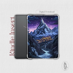 May include: A Kindle Insert with a digital illustration of a mountain landscape under a starry night sky. The artwork shows a river, a town with lit buildings, and a snow-covered mountain. The words "Digital Download" are at the top.