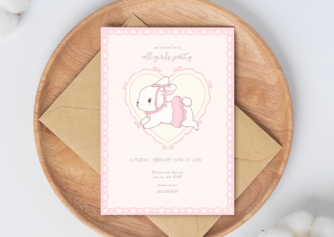 Bunny Rabbit Invite Digital Template - Etsy