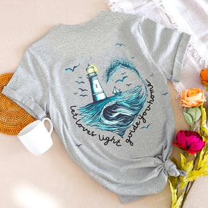 Lighthouse Tee, Bell+ Canvas,  Retro tee, Vintage shirt, Lighthouse & Ocean design, Let loves light guide you home, premium unisex shirt,