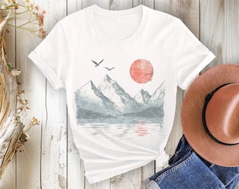 Womens Mountain Lake T-Shirt, Nature Bliss Tee