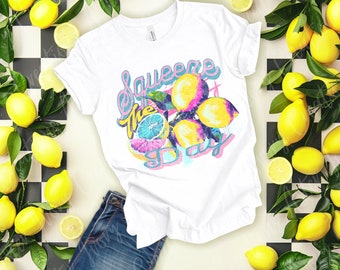 Squeeze the Day Lemon Tee, Retro Neon T-Shirt