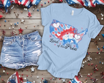 Patriotic Tie Dye USA Map T-Shirt, Land of the Free Tee