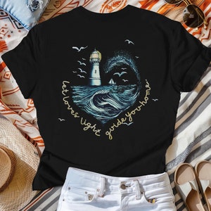 Lighthouse Tee, Bell+ Canvas,  Retro tee, Vintage shirt, Lighthouse & Ocean design, Let loves light guide you home, premium unisex shirt,