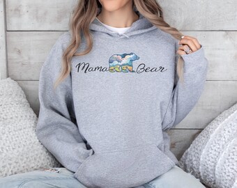 Mama Bear Sunset Hoodie, Motherhood Sweatshirt