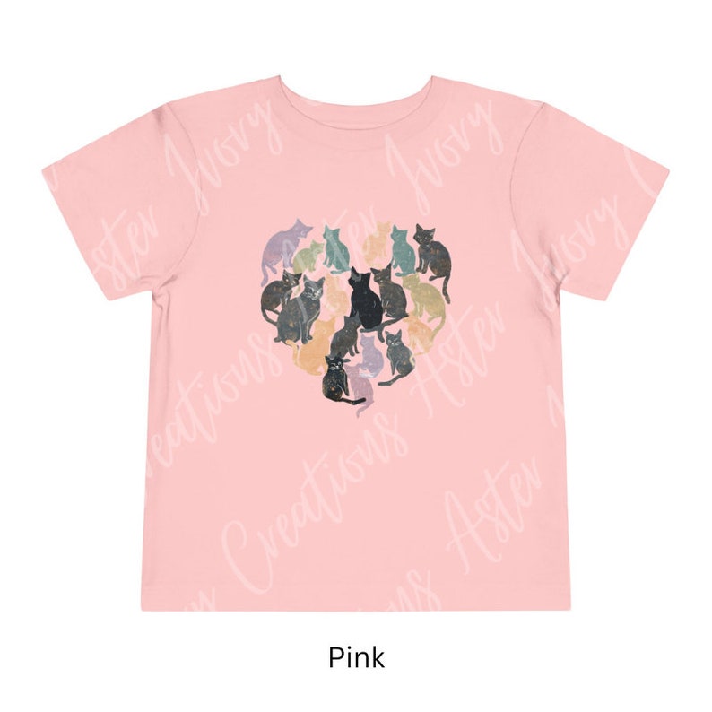 Cute Cat Toddler Shirt, kids cat shirt, Heart shaped cat, Kids Heart Shaped Cat Shirt, Cat Tshirt, Abstract Cat Tshirt, Heart Shaped, Animal zdjęcie 5