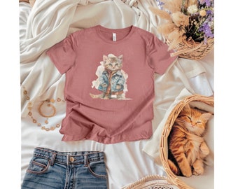 Toddler T-shirt, Vintage Watercolor Kitten Design