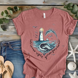 Lighthouse Tee, Bell+ Canvas,  Retro tee, Vintage shirt, Lighthouse & Ocean design, Let loves light guide you home, premium unisex shirt