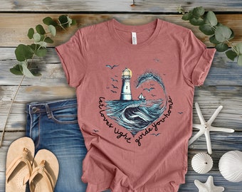 Vintage Lighthouse Graphic Tee, Retro Ocean Design, Unisex Shirt
