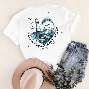 Lighthouse Tee, Bell+ Canvas,  Retro tee, Vintage shirt, Lighthouse & Ocean design, Let loves light guide you home, premium unisex shirt,