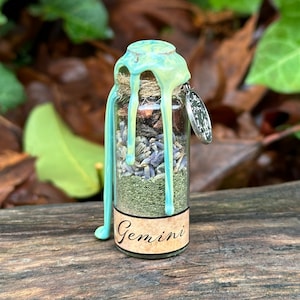 Gemini Spell Jar | Zodiac Signs | Witchcraft Altar Decor | Wiccan Pagan Tools | Intention & Ritual