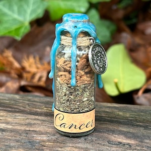 Cancer Spell Jar | Zodiac Signs | Witchcraft Altar Magic Decor | Wiccan Pagan Tools | Intention & Ritual