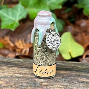 Libra Spell Jar | Zodiac Sign | Witchcraft Altar Magic Decor | Wiccan Pagan Tools | Intention & Ritual