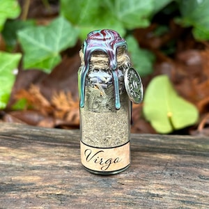 Virgo Spell Jar | Zodiac Signs | Witchcraft Altar Decor | Wiccan Pagan Tools | Intention & Ritual