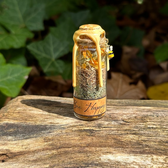 Happiness Spell Jar | Witchcraft Altar Magic Decor | Wiccan Pagan Tools | Spiritual Gift | Intention & Ritual