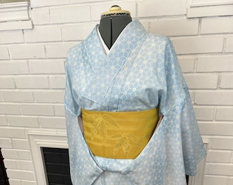 Washable Kimono & Obi Set: Modern Floral Japanese Komon (Size M-L)