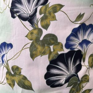 Japanese Yukata & Obi Set – Mint Green Morning Glory (Asagao) Yukata with Crinkled Navy Heko Obi, Size: Free afbeelding 18