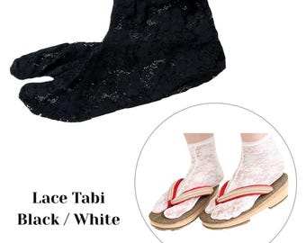 Japanese Women's Lace Stretch Tabi Socks / Size Free / 2 colors