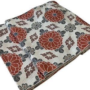 Japanese Vintage Nagoya Obi – Chrysanthemum Medallion Pattern, Women's Silk Sash