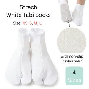 Japanese Easy-to-Wear Stretch Tabi Socks with Non-Slip Soles, Size XS, S, M, L / Traditional Tabi