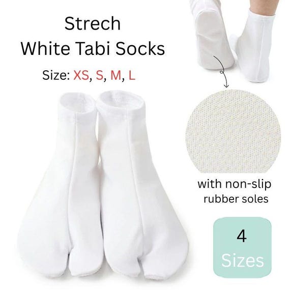 Japanese Easy-to-Wear Stretch Tabi Socks with Non-Slip Soles, Size XS, S, M, L / Traditional Tabi