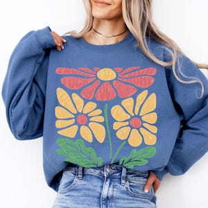 Sweat-shirt FDT subtil anti-atout fleur pull floral haut graphique progressif couleurs confort démocrate bohème FDT chemise à message caché