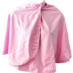 RecoverEasy , surgeon approved, after surgery shower cape includes 2 drain holders. Great for after mastectomy or any upper body surgery. Pink