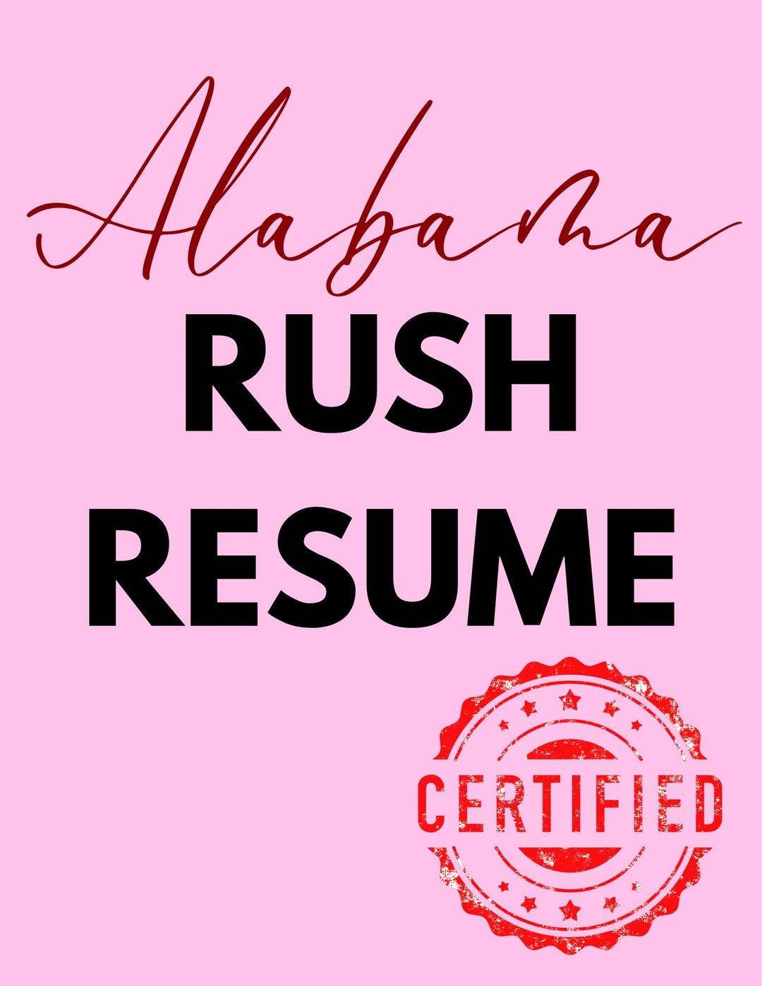 Alabama Rush Resume Template for a Current Old Row Sorority Girl - Etsy