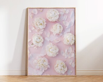 Arte de pared floral rosa, estampado de flores de lujo, estampado floral de bellas artes, estampado de flores, decoración del hogar, decoración de la pared, arte de la pared, regalo para mamá, regalo para ella
