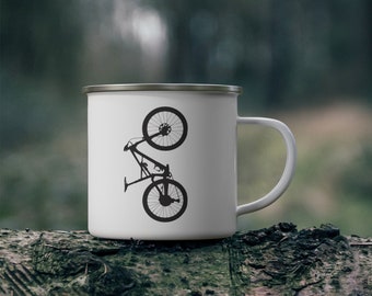 Mountainbike emaljmugg för camping, cykelgåva