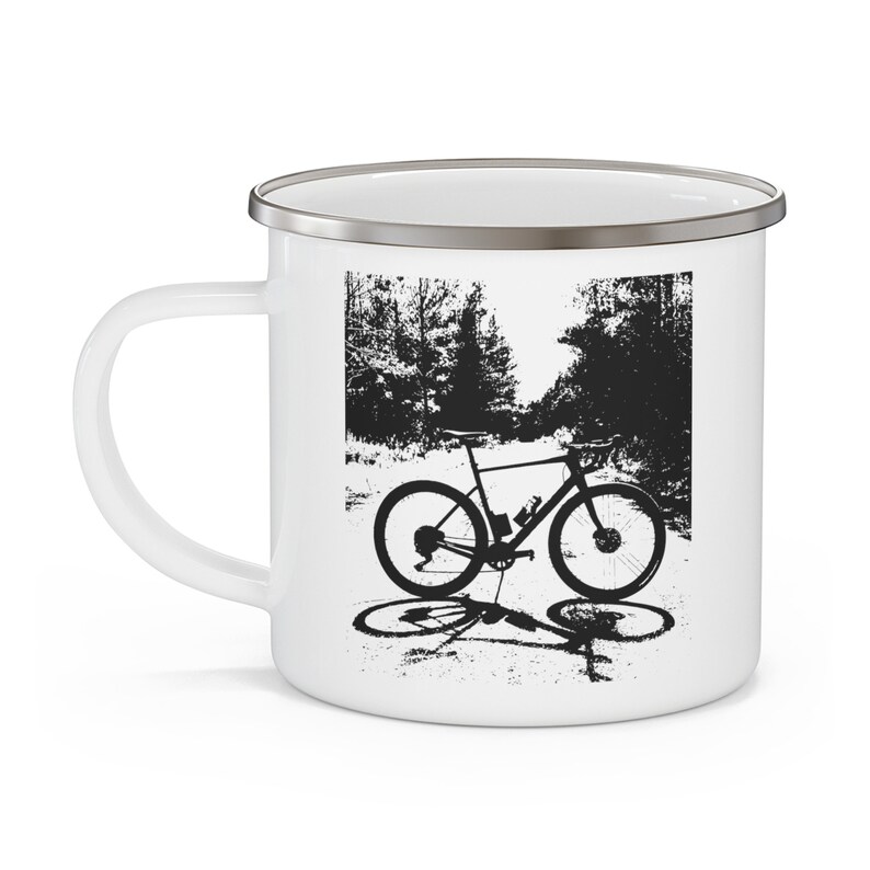 Gravel Bike Cykling Emalj Campingmugg, Cykelillustration bild 3