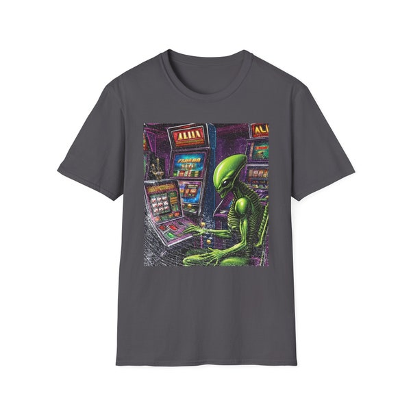 Funny Alien Playing Slot Machine T-Shirt any occasion gift for him, dad, grandpa, brother, boyfriend,