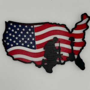 Military Veteran American Flag Plaque Decoration