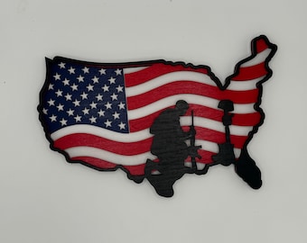 Military Veteran American Flag Plaque Decoration