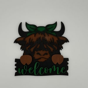 Highland Cow Welcome Sign