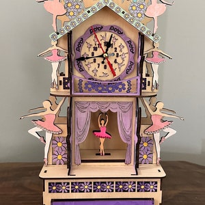 Reloj de ballet de escritorio, archivo SVG cortado con láser Glowforge de 3 mm