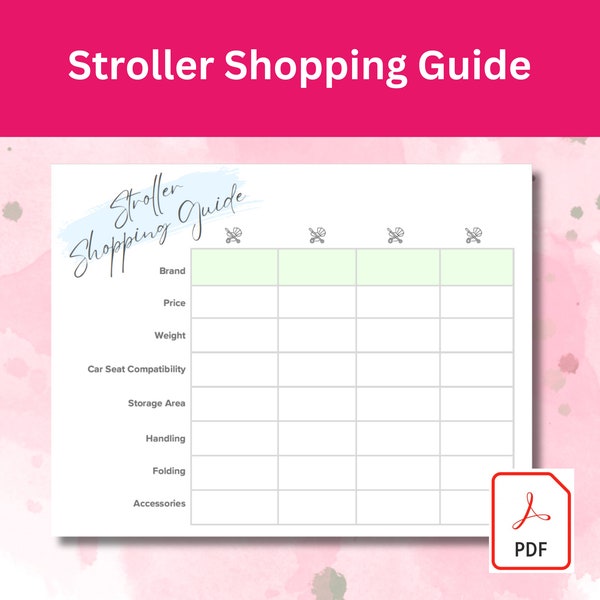 Stroller Shopping Guide - Side-by-Side Comparison Printable