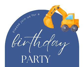 Construction birthday party invitation template