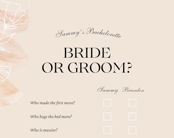 Bride or Groom game template